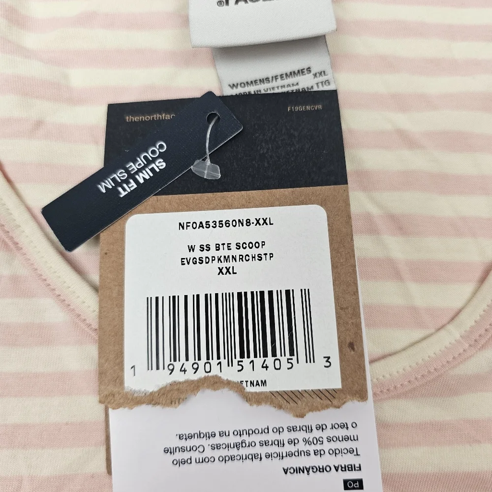 The North Face XXL Striped T-Shirt Lightweight Moisture Wicking NWT Slim Fit - Picture 3 of 5